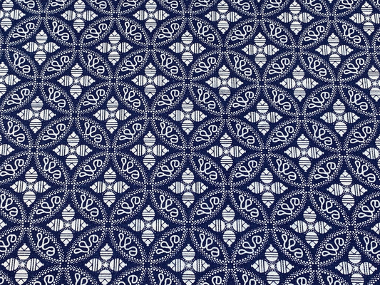 South African Shweshwe Fabric by the YARD. DaGama Three Cats Indigo Delicate Diamonds. 100% Cotton Print Fabric for Quilting, Apparel, Décor