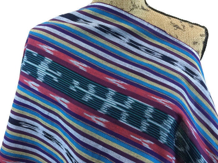 Guatemalan Handwoven Blue and Red Ikat