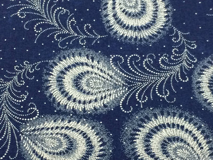 South African Shweshwe Fabric by the YARD. DaGama 3 Cats Indigo Peacock Feathers. 100% Cotton Fabric for Quilting, Apparel, and Home Decor