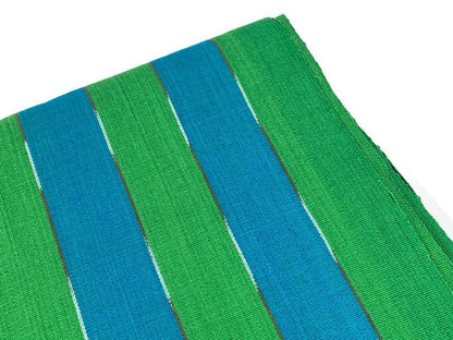 Guatemalan Handwoven Lime Green & Turquoise Wide Stripes