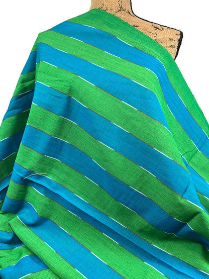 Guatemalan Handwoven Lime Green & Turquoise Wide Stripes
