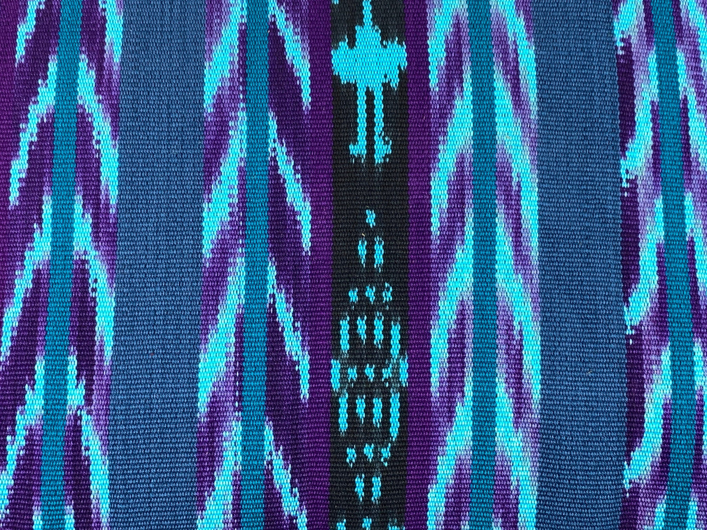 Guatemalan Handwoven Heavy Weight Turquoise and Purple Ikat