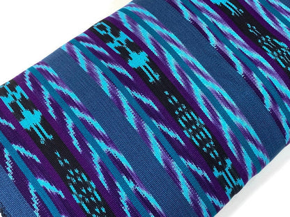 Guatemalan Handwoven Heavy Weight Turquoise and Purple Ikat