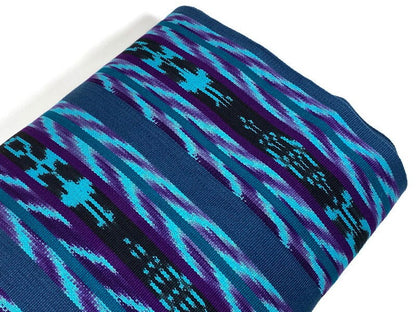 Guatemalan Handwoven Heavy Weight Turquoise and Purple Ikat