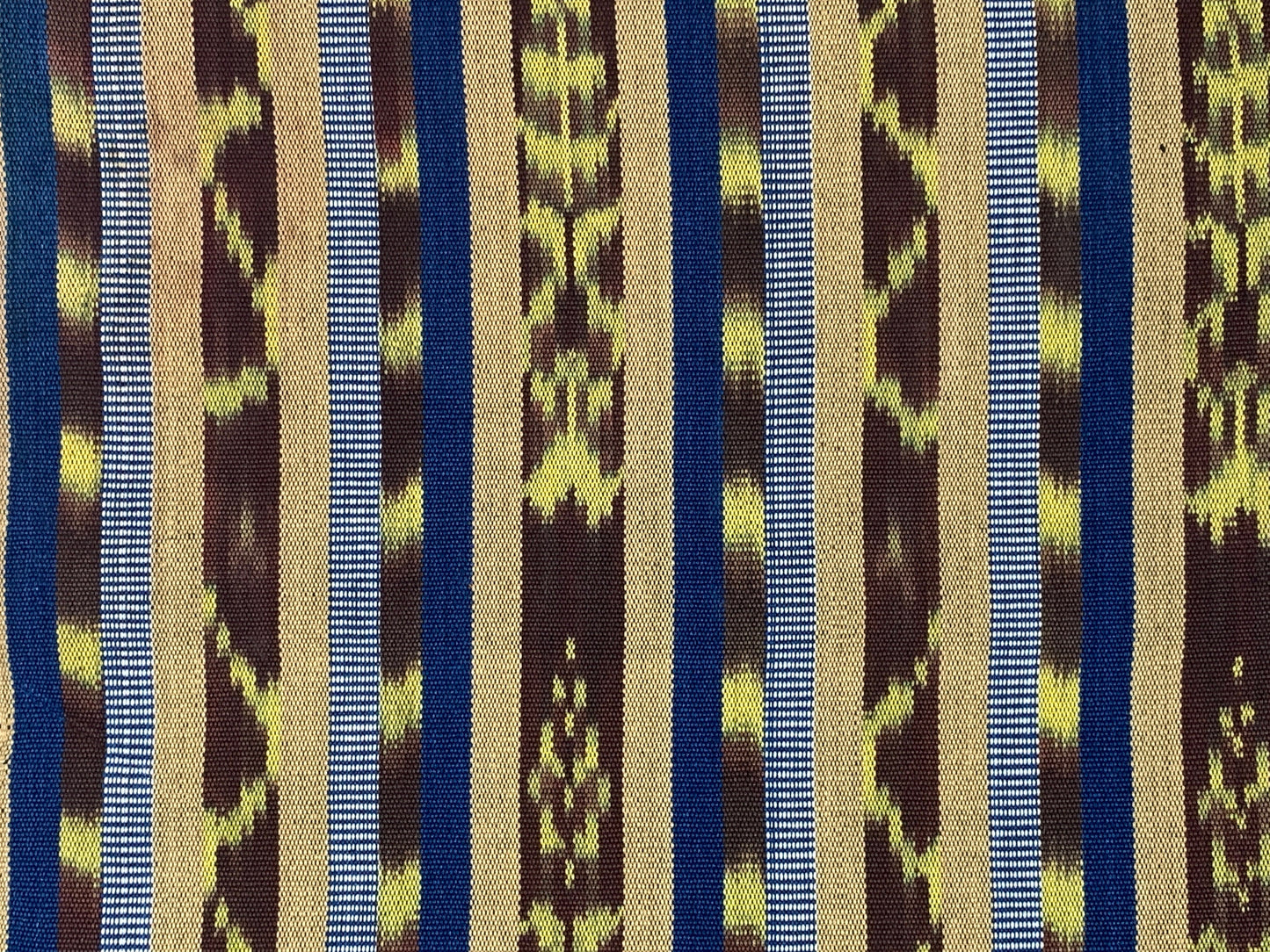 Guatemalan Handwoven Blue, Yellow, Brown and Tan Ikat