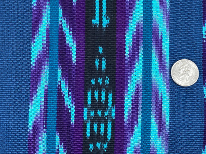 Guatemalan Handwoven Heavy Weight Turquoise and Purple Ikat