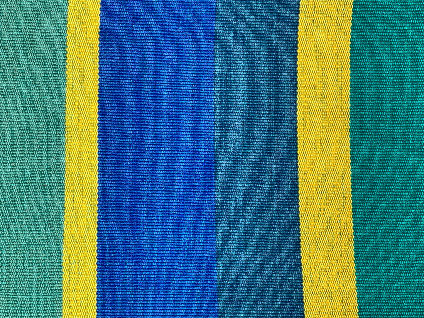 Guatemalan Handwoven Ikat Royal Blue, Green, Yellow Wide Stripes