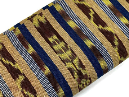 Guatemalan Handwoven Blue, Yellow, Brown and Tan Ikat