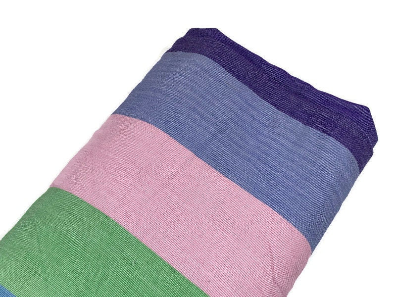 Guatemalan Handwoven Pastel Pink, Green, Blue Wide Stripes