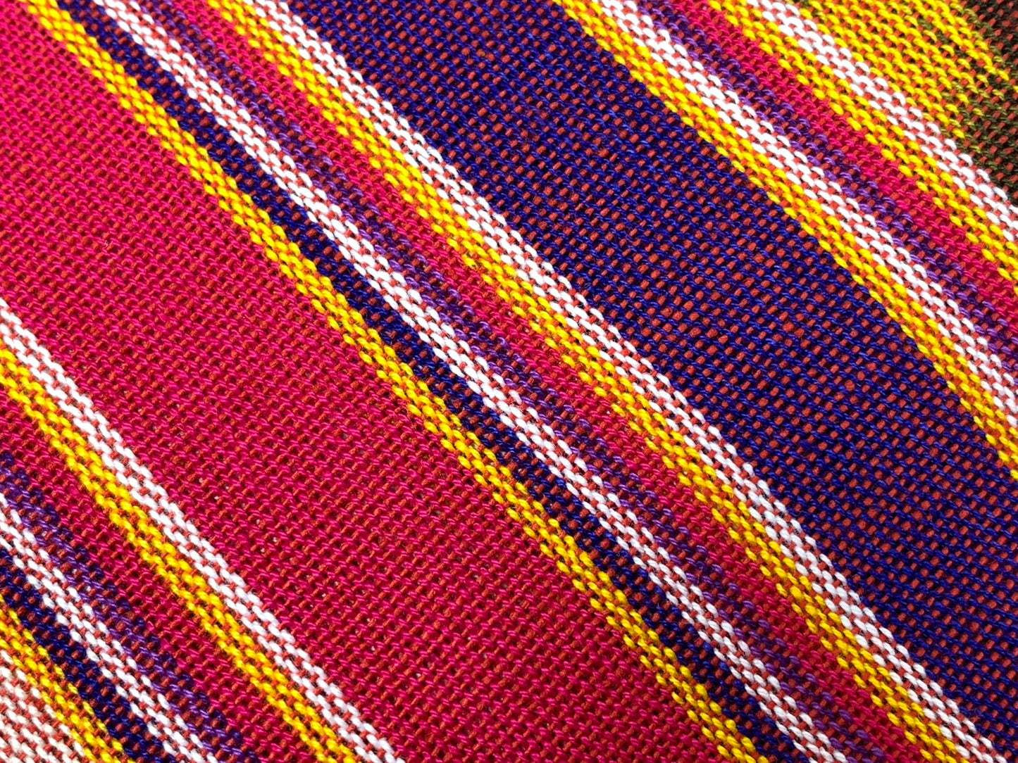 Guatemalan Handwoven Ikat Bright Pink/Purple/Gold/Brown