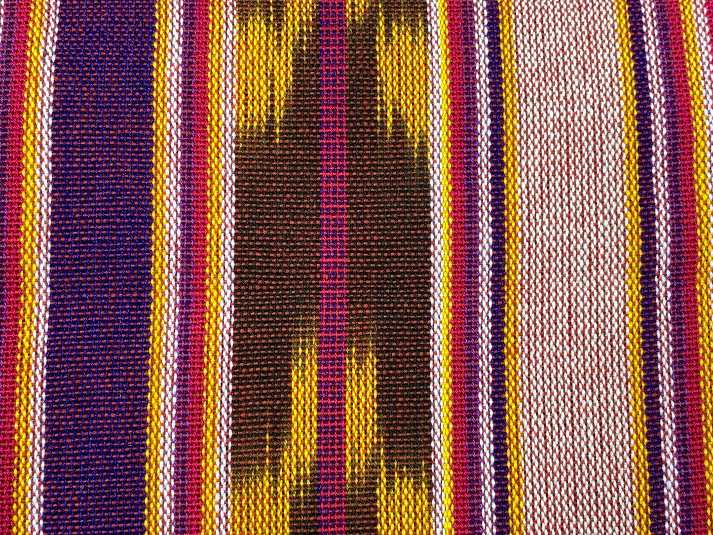 Guatemalan Handwoven Ikat Bright Pink/Purple/Gold/Brown