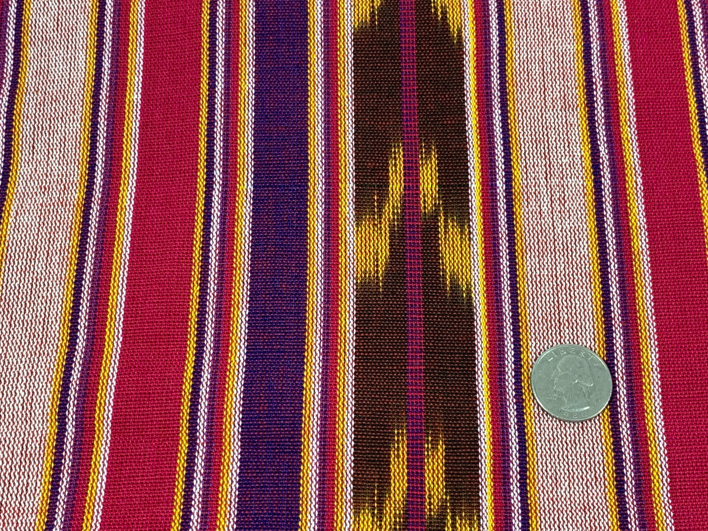 Guatemalan Handwoven Ikat Bright Pink/Purple/Gold/Brown