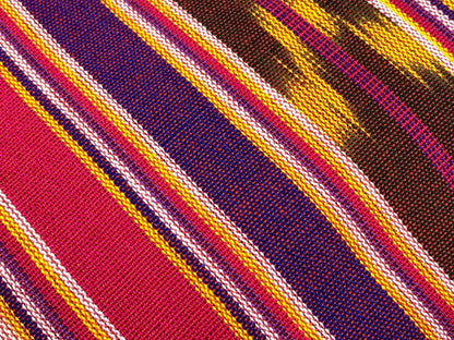 Guatemalan Handwoven Ikat Bright Pink/Purple/Gold/Brown