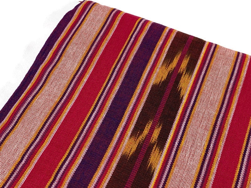 Guatemalan Handwoven Ikat Bright Pink/Purple/Gold/Brown