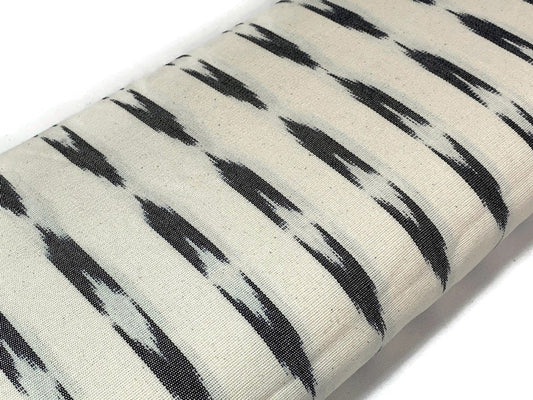 Guatemalan Handwoven Natural and Charcoal Gray Ikat Stripe