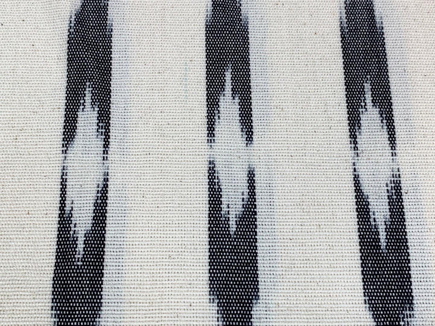 Guatemalan Handwoven Natural and Charcoal Gray Ikat Stripe