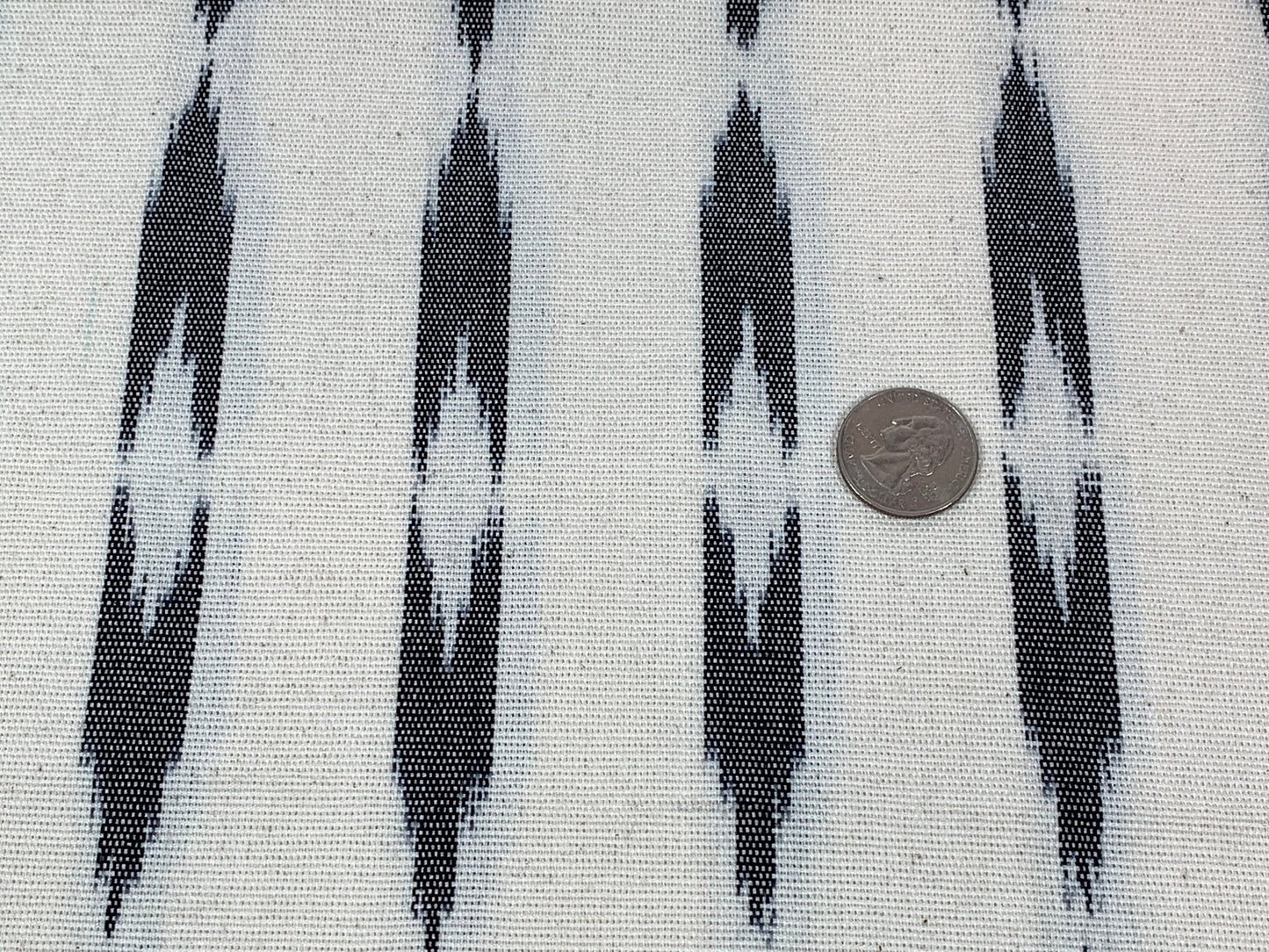 Guatemalan Handwoven Natural and Charcoal Gray Ikat Stripe