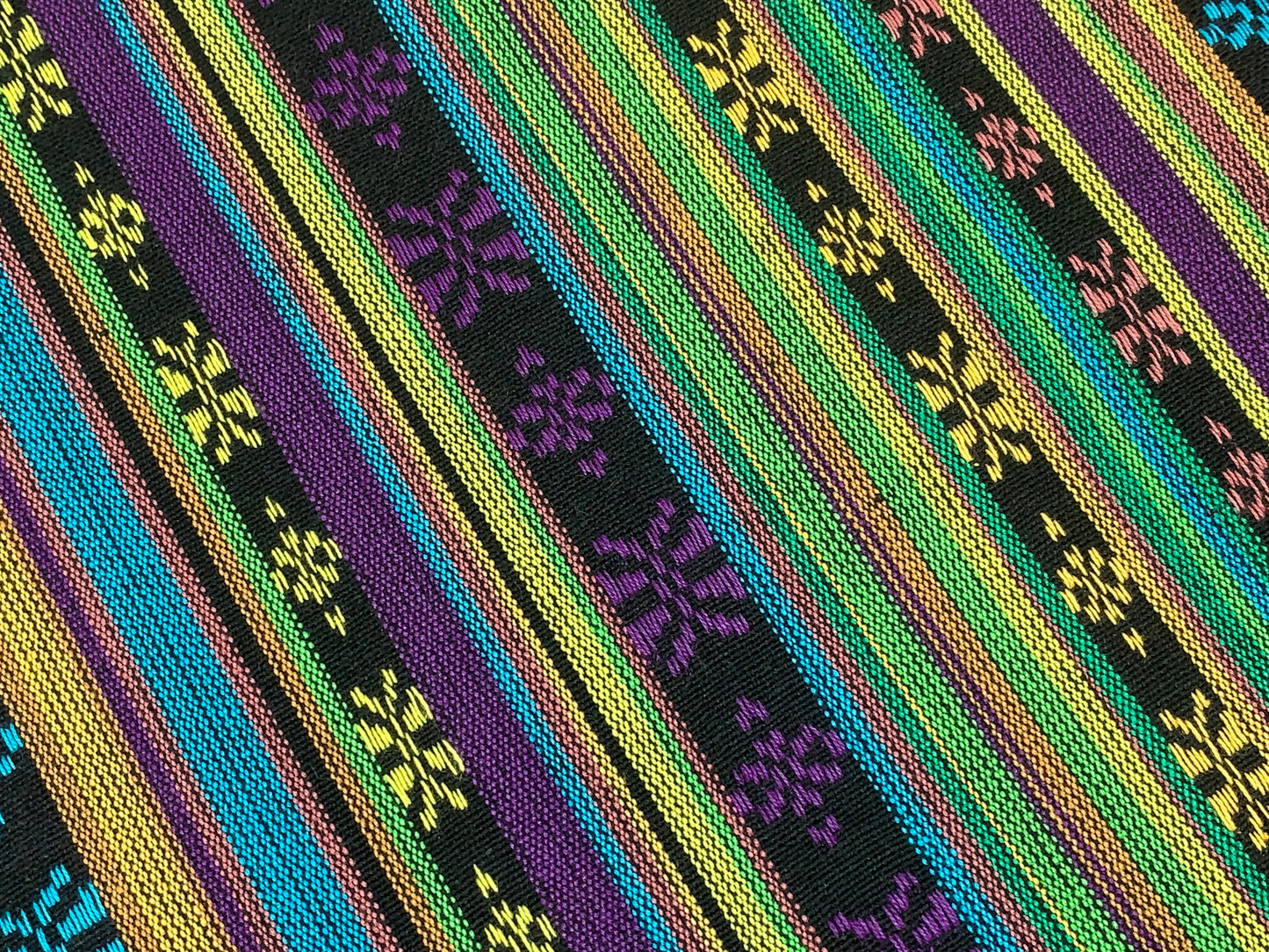 Southwest Style Embroidered Dobby Cotton Green & Purple