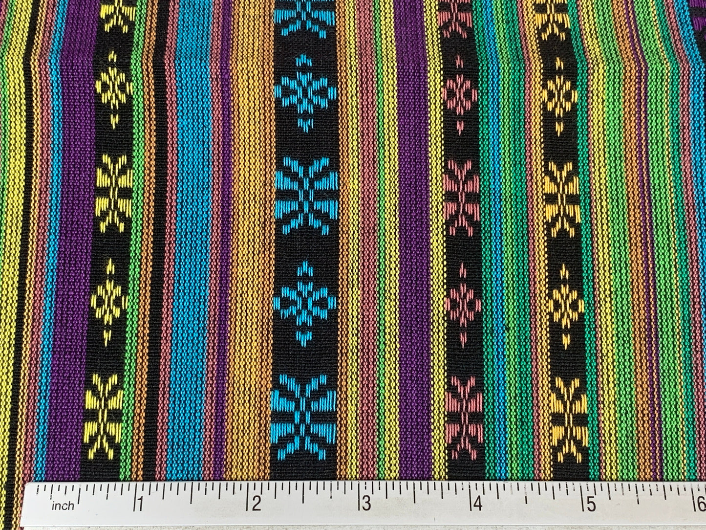 Southwest Style Embroidered Dobby Cotton Green & Purple