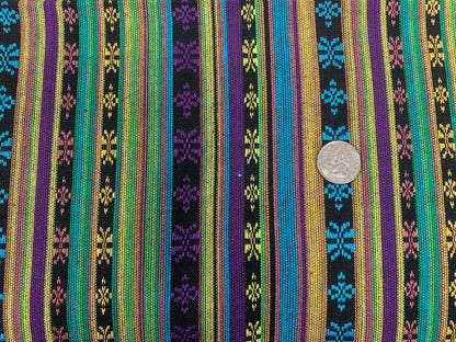 Southwest Style Embroidered Dobby Cotton Green & Purple