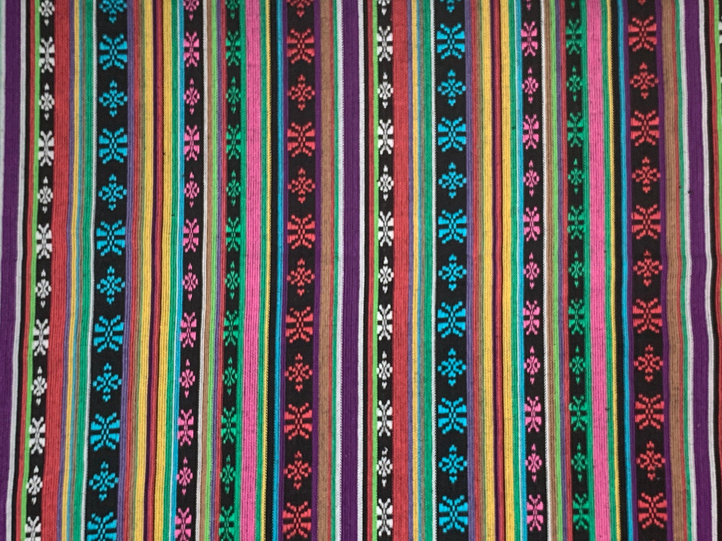 Southwest Style Embroidered Dobby Cotton Rainbow Multicolored Stripes