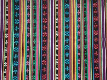 Southwest Style Embroidered Dobby Cotton Rainbow Multicolored Stripes
