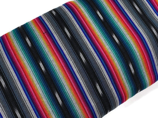Guatemalan Handwoven Black, Pink, Blue Ikat Stripes
