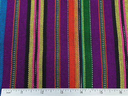 Guatemalan Handwoven Purple & Assorted Color Ikat Stripes