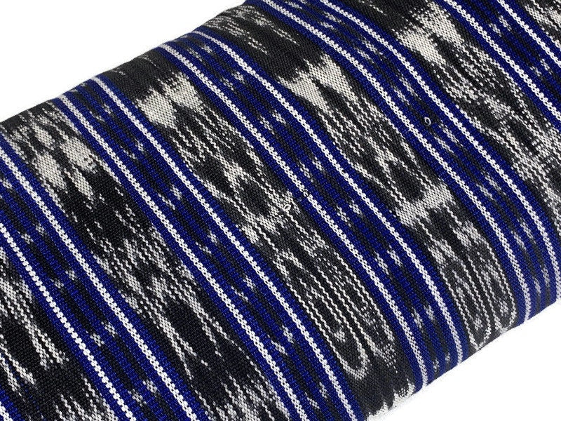 Guatemalan Handwoven Medium Weight Blue and Black Ikat