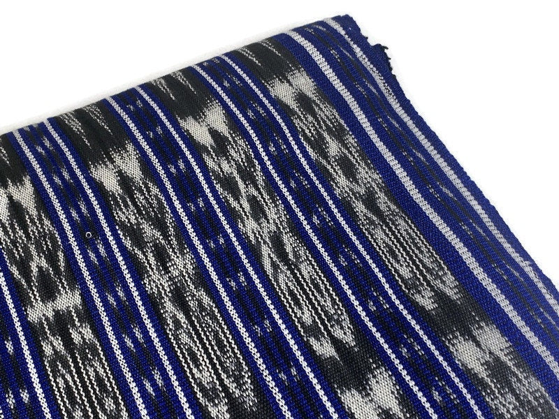 Guatemalan Handwoven Medium Weight Blue and Black Ikat