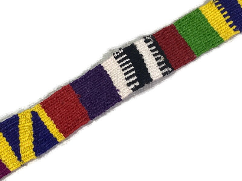 Guatemalan Hand Woven Belt--Rainbow Assorted Color Braided Tassel Ends. 1.25 Inch Wide x 46 Inch Long Cotton Mayan Toto Sash, Strap Textile.
