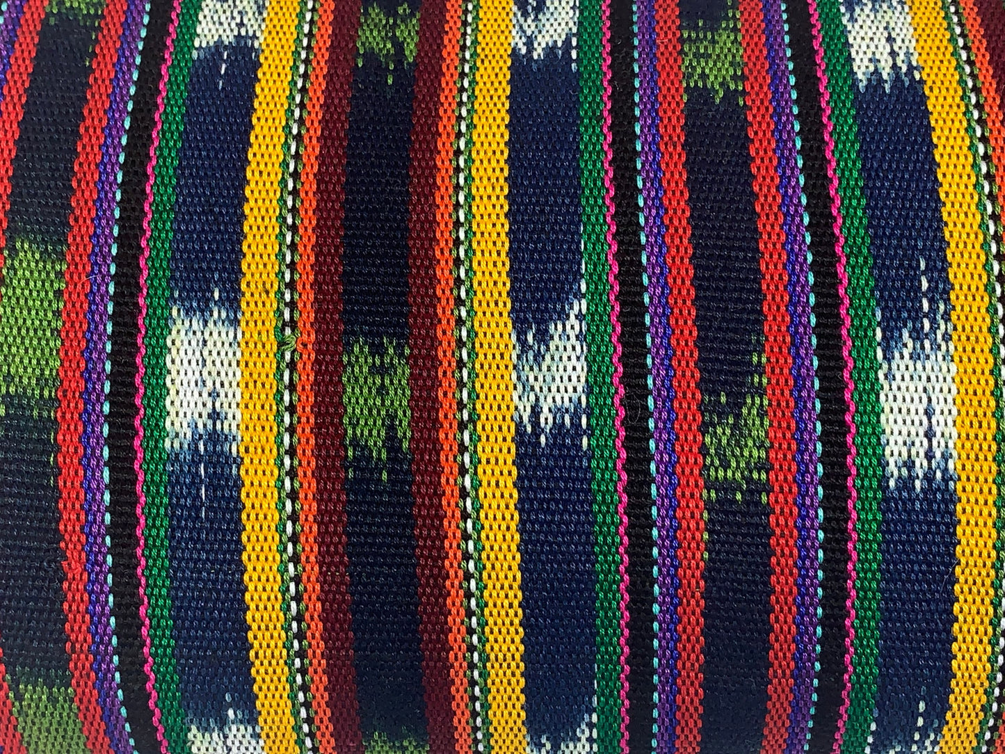 Guatemalan Handwoven Yellow, Green, Red, Navy Striped Ikat