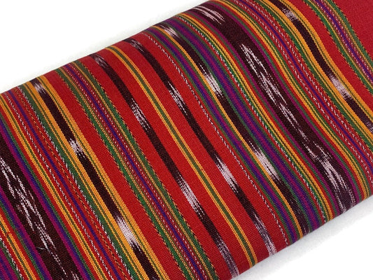 Guatemalan Handwoven Red & Gold Yellow Striped Ikat