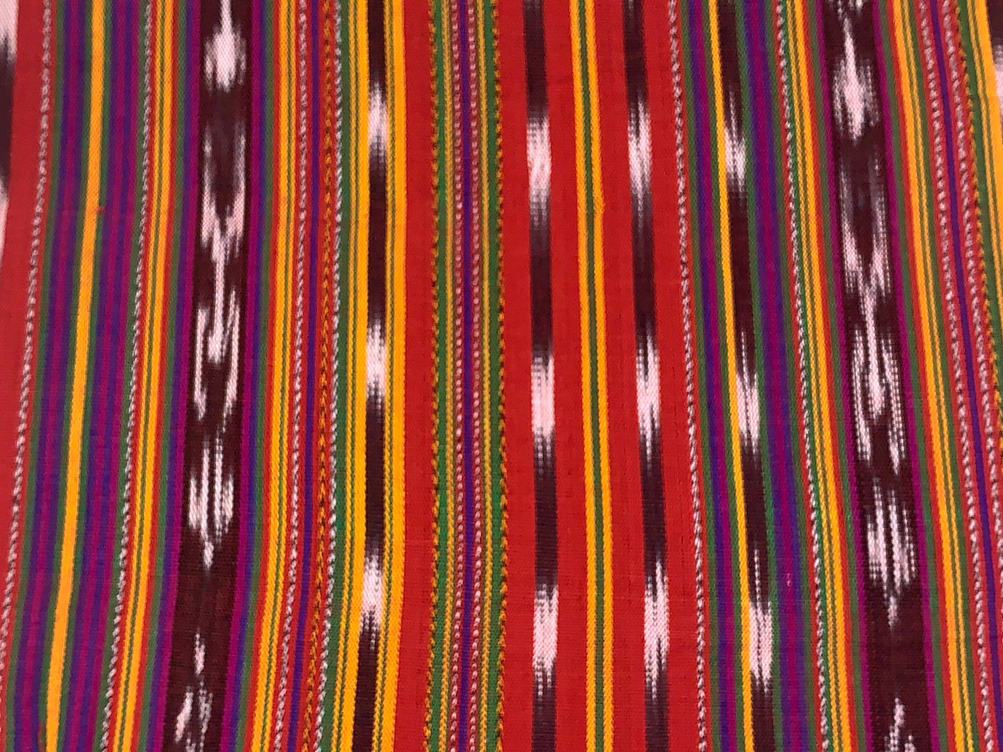 Guatemalan Handwoven Red & Gold Yellow Striped Ikat