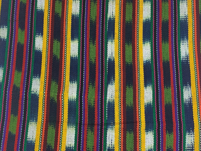 Guatemalan Handwoven Yellow, Green, Red, Navy Striped Ikat