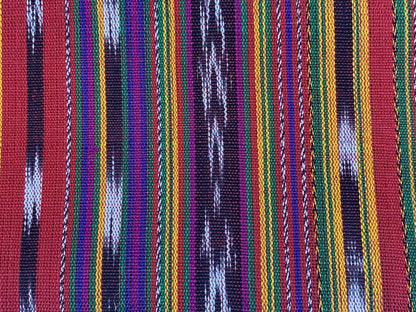 Guatemalan Handwoven Red & Gold Yellow Striped Ikat
