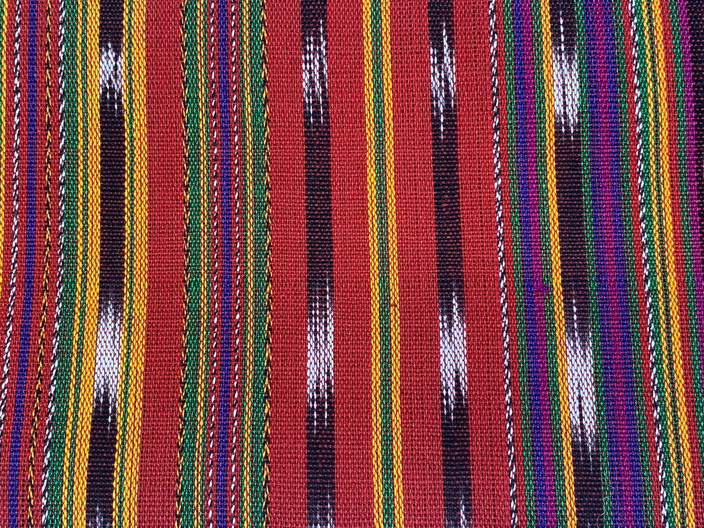 Guatemalan Handwoven Red & Gold Yellow Striped Ikat