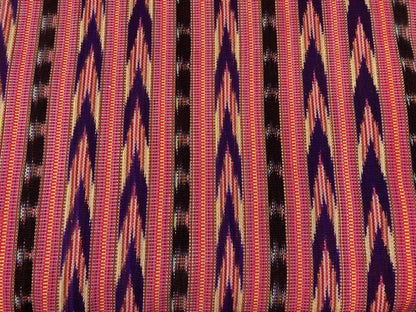 Guatemalan Handwoven Heavy Woven Bright Pink, Purple, Yellow Ikat