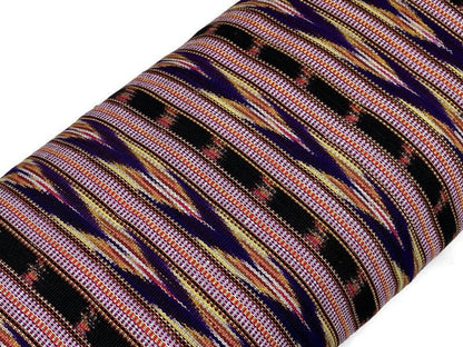 Guatemalan Handwoven Heavyweight Dark Purple, Yellow, Black Ikat