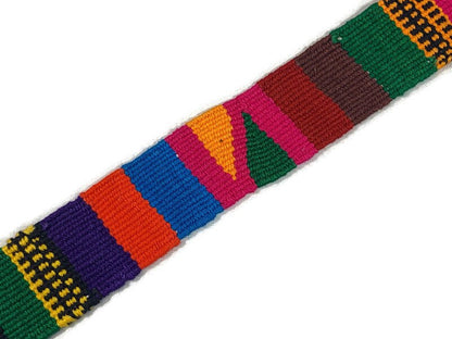 Hand Woven 1.50 Inch Wide Guatemalan Belt, Purse Strap, Sash Sold by the YARD. Cotton Mayan Toto Belt Textile in Rainbow Stripe Assort Color