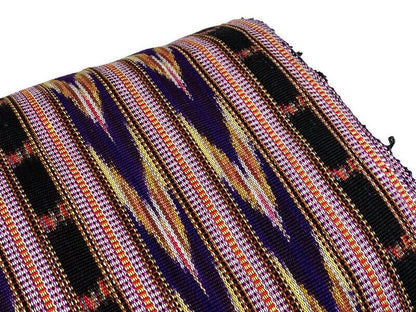 Guatemalan Handwoven Heavyweight Dark Purple, Yellow, Black Ikat