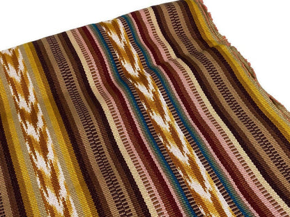 Guatemalan Handwoven Heavyweight Teal, Gold, Brown, Wine Ikat