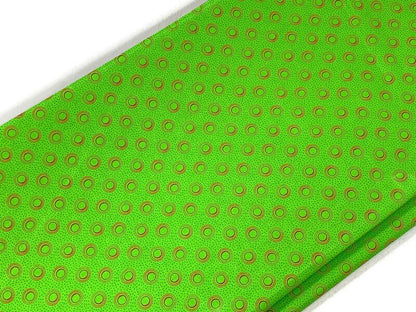 South African Shweshwe Fabric by the  YARD. DaGama Three Cats Lime Green Coronas. 100% Cotton Fabric for Quilting, Apparel, & Home Décor.
