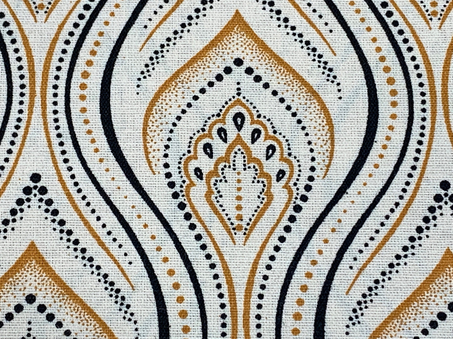 South African Shweshwe Fabric by the YARD. DaGama Three Cats Minarets Peaches & Cream. Cotton Fabric for Quilting, Apparel, Home Decor.