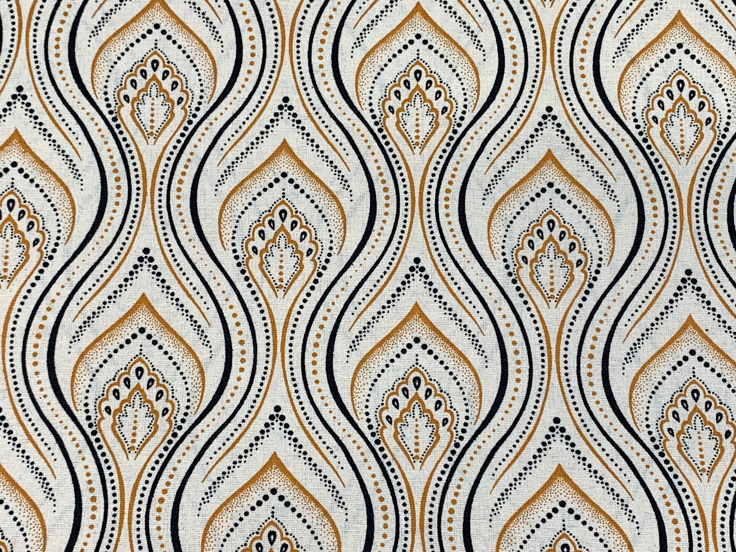 South African Shweshwe Fabric by the YARD. DaGama Three Cats Minarets Peaches & Cream. Cotton Fabric for Quilting, Apparel, Home Decor.