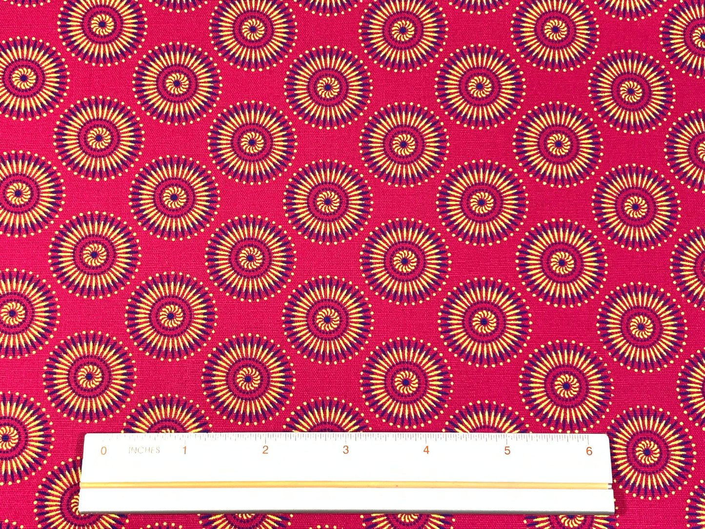 South African Shweshwe Fabric by the YARD. DaGama 3 Cats Pink, Royal Blue, Yellow Little Radiant Daisies. Cotton for Quilts, Apparel, Decor