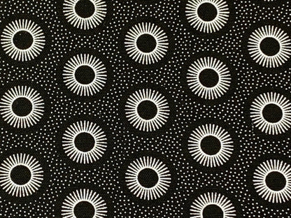 South African Shweshwe Fabric by the YARD. Genuine DaGama 3 Cats Black & White Little Suns. 100% Cotton Fabric for Quilting, Apparel, Decor